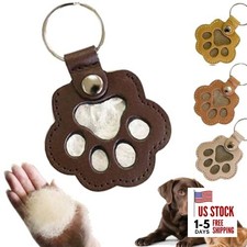 Paw Print Pet Memorial Keychain, Leather Photo Frame Design, Dark Chocolate
