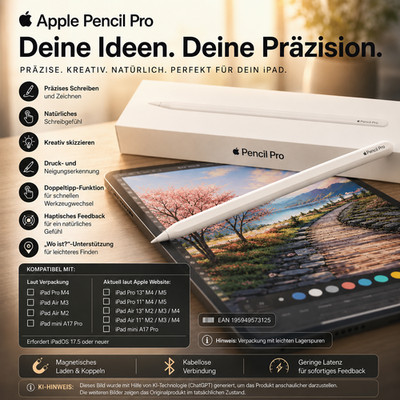 Apple Pencil Pro MX2D3ZM/A Eingabestift Weiß iPad Pro Air Mini Zeichnen Schreibe