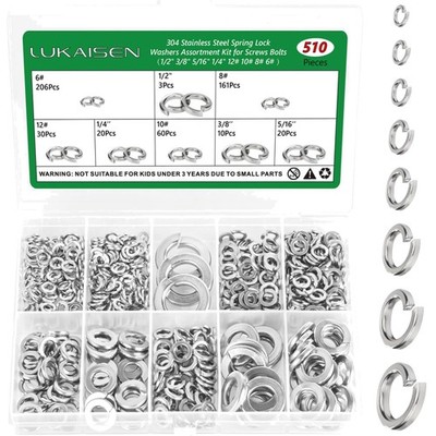 Split Lock Unterlegscheiben Set - 510 Stück Edelstahl für alle Schrauben-Muttern
