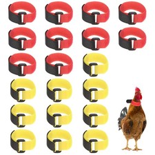 20-Pack Adjustable Polyester Rooster Collars for Poultry Birds Red/Yellow 