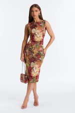 Brittany Floral Jacquard Midi Dress-Fashion Nova|40772