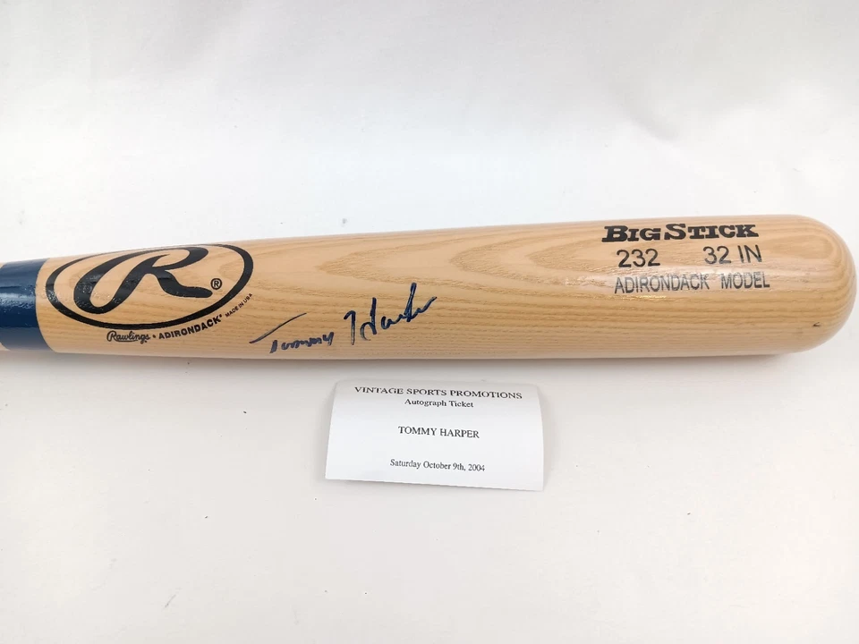 Tommy Harper Signed Baseball Bat VSP COA 2004 Rawlings Adirondack Big Stick 32" - Image 3 of 4
