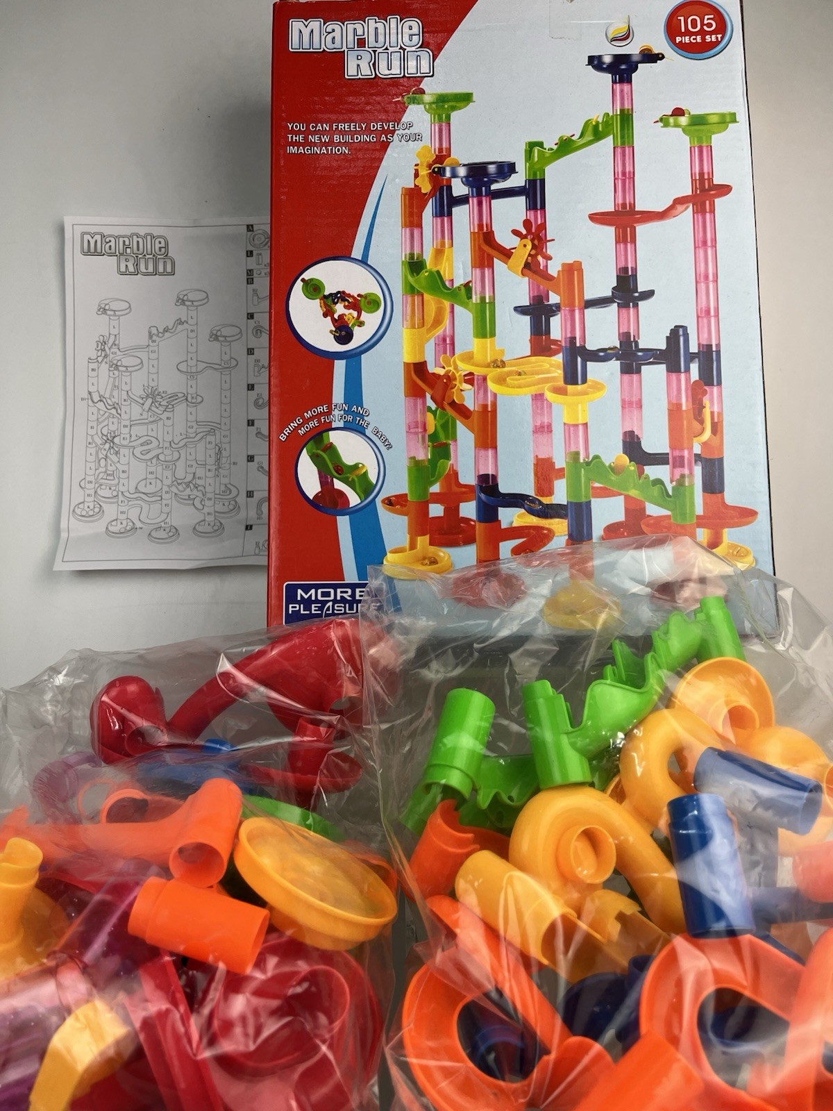 NEW Boxed Games Hub MARBLE RUN 105 Piece Set Building Construction Game Toy