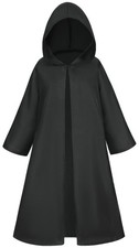 Kids Medieval Knight Costume with Hooded Cape, Black Robe Small,