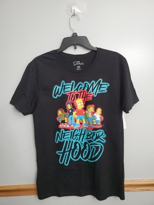 The Simpsons Welcome To The Neighborhood Black Graphic Tshirt NWT