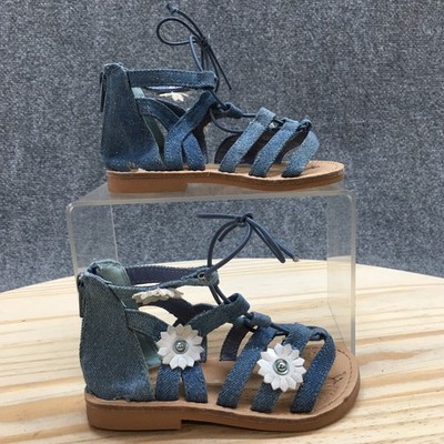 Rampage Sandals Toddlers 8 Girls Casual Back Zip Ankle Strappy Flats Blue Fabric