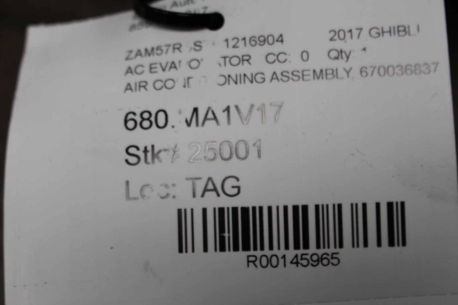Maserati Ghibli, AC Evaporator, Used, P/N 670036837