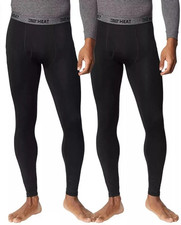 32 Degrees Men's Black Heat Pant 2-pack Base Layer Pant, Sz: XL