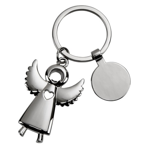 Nickel-plated Standing Angel Key Ring with Engraving Tag QGM18703 - 第 2/2 張圖片
