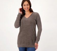 Barefoot Dreams CozyChic Ultra Lite V-Neck Tunic-Mineral-Small A571913 NEW