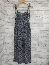 Old Navy Linen Blend Cami Jumpsuit Blue Floral Sleeveless Women S