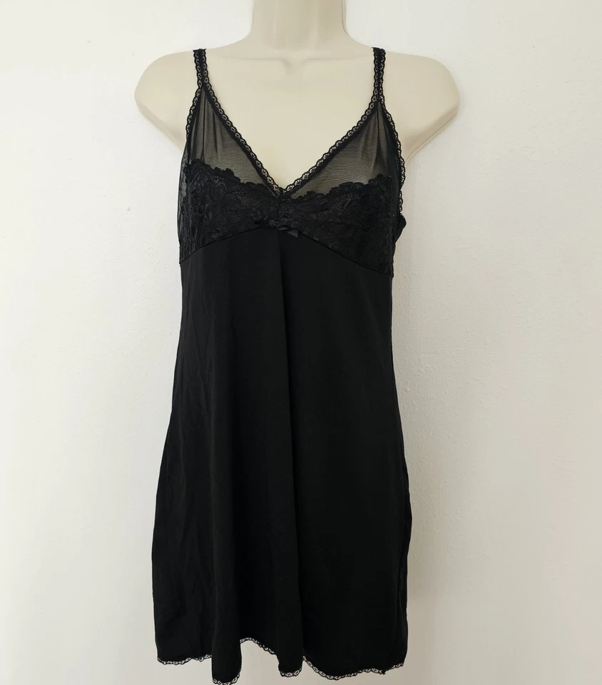 Whimsigoth Black Full Slip Dress Lace Trim Bow Goth Punk Alt Witchy Sz S - Image 4 of 4