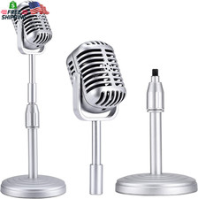 Facmogu Vintage Desktop Microphone Prop Model with Adjustable Stand, Classic Ret