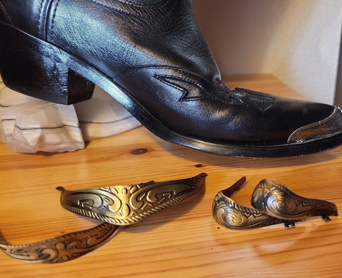 Antique Gold Cowboy Western Boot Tips Toe Heel Plates Guards
