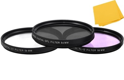 55mm (UV-FLD-CPL) Filter Kit For Nikon D5600 D3500 D3400 w/ AF-P