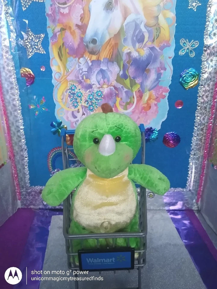 🦄Ganz /Webkinz "Key Lime Dino" {Dinosaur} Green & Yellow Color HM185 10" Plush! - Image 3 of 4