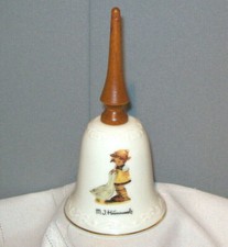 Goebel Hummel GOOSE GIRL Porcelain Bell w/ Wooden Handle ARS AG Zug Switzerland
