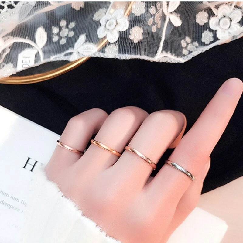 18K Gold GP Rings Set For Man Women Round Smooth Finger Ring For Couple  Lover's Jewelry Accesories Anillo Mujer Bague Femme Gift - AliExpress