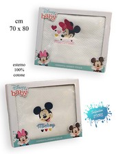 Couverture Berceau Poussette 100% Coton Légère 70 x 80 Disney Minnie Et Mickey