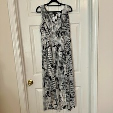 Simply Vera Vera Wang dress black/white/gray Sz PL sleeveless Tie Dye HiLo