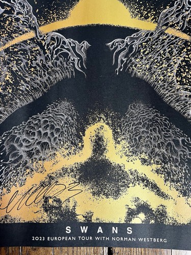SWANS 2023 TOUR POSTER SIGNED MICHAEL GIRA LONDON - Black Card - Picture 2 of 2