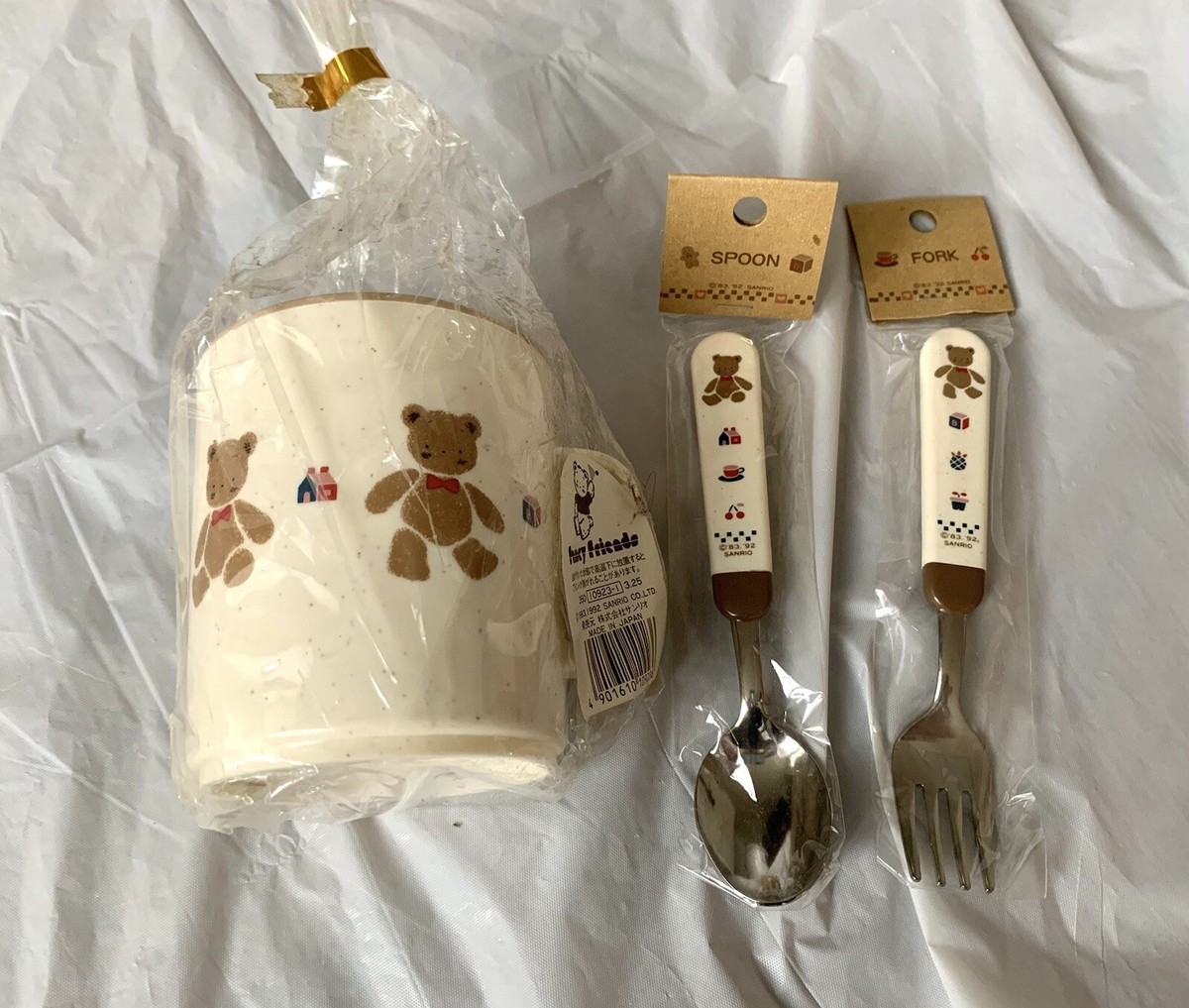 Sanrio Vintage Fancy Friends Plastic Cup Fork Spoon Utensils Set 