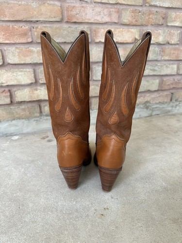 1980s Vtg FRYE Cowgirl Russet Leather Western Boots 6 B Cowgirl High Heel Cowboy - Picture 6 of 16