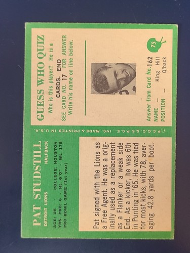 1966 Philadelphia Fußballkarten vervollständigen Ihr Set Sie wählen #1 - 104 - Bild 147 von 205