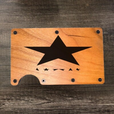 Wood Wallet Minimalist Laser Engraved with David Bowie
