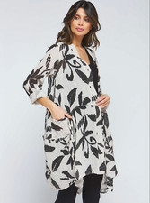 Luukaa Beige & Black Flax Linen Balloon Asymmetric Coat Size S/m