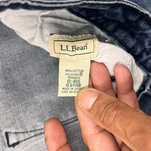 LL Bean Womens Favorite Jeans Size 12 Tall Blue Denim Cotton Stretch Straight - Picture 5 of 10