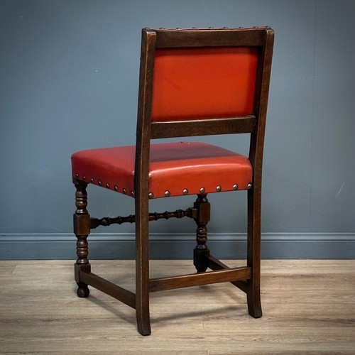 Attractive Set of Six Oak and Leather Dining Chairs Inc Carvers for Reupholstery - Picture 18 of 18