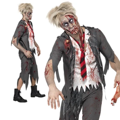 Costume De Scolaire Zombie Adulte Haute École Horreur Halloween Déguisement Neuf - Photo 1/2