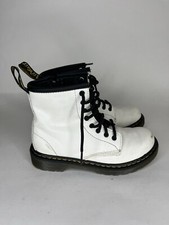 Dr Doc Martens 1460J Combat Boots Youth Size US 1 White Leather Lace Up Side Zip