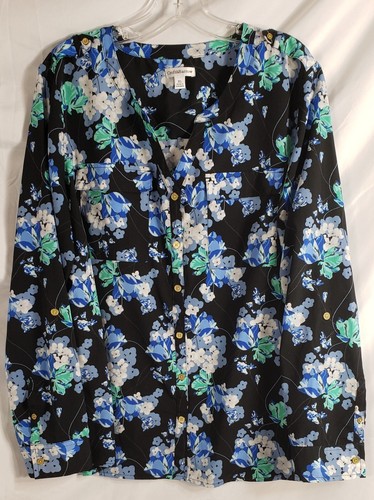Croft & Barrow X-Large Women's Long Sleeve Roll Tab Blk Blue & White Pre-owned - Bild 3 von 8