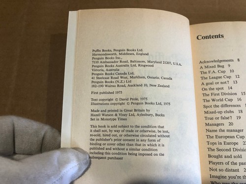 The Puffin Soccer Quiz Book by David Prole: Vintage 1975 1st ed. Paperback - Picture 8 of 12