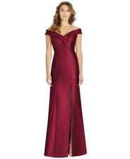 ALFRED SUNG Size 12r -  Off-the-Shoulder Cuff Trumpet Gown Womens - Burgundy