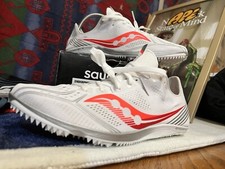 Saucony Women's 10.5 Endorphin 3 Distance Track Spike in White/Vizired - 120