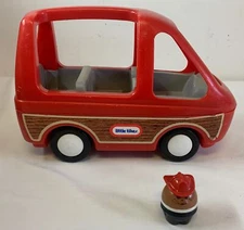 vintage LITTLE TIKES Toddle Tot African-American fireman and red van/bus