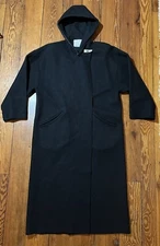Linda Lundstrom LaParka Wool Coat Long Black Duffle Hood Jacket Womens M