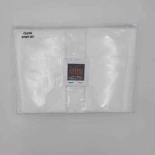 Bellino Fine Linens White Percale Hotel Collection Queen Sheet Set  ITALY; NIP