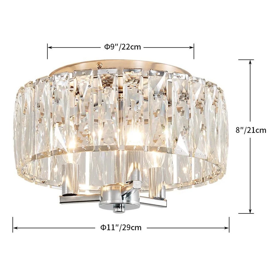 CL002C K9 Crystal Flush Mount Ceiling Light Fixture Perfect for Living Room B... - Image 2 of 4