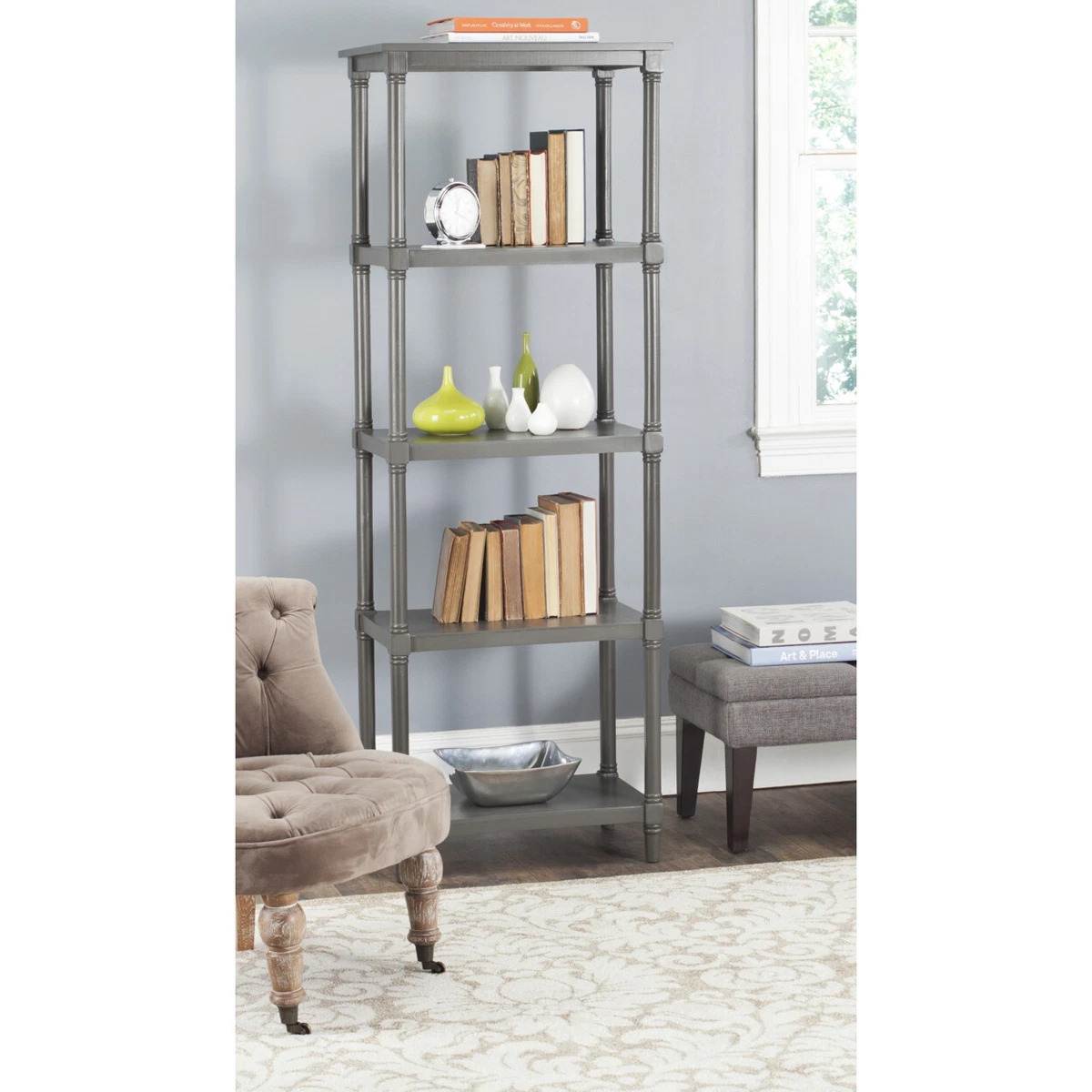 SAFAVIEH Odessa 5 Tier Bookcase Grey eBay