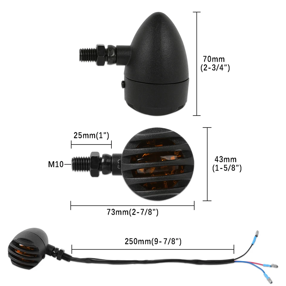 Motorcycle LED Grill Turn Signals Indicator Lights For Honda CB750 CB750A CB750C - Image 2 of 4