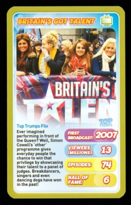 1 x TV info card of Britain's Got Talent 2007 - R048