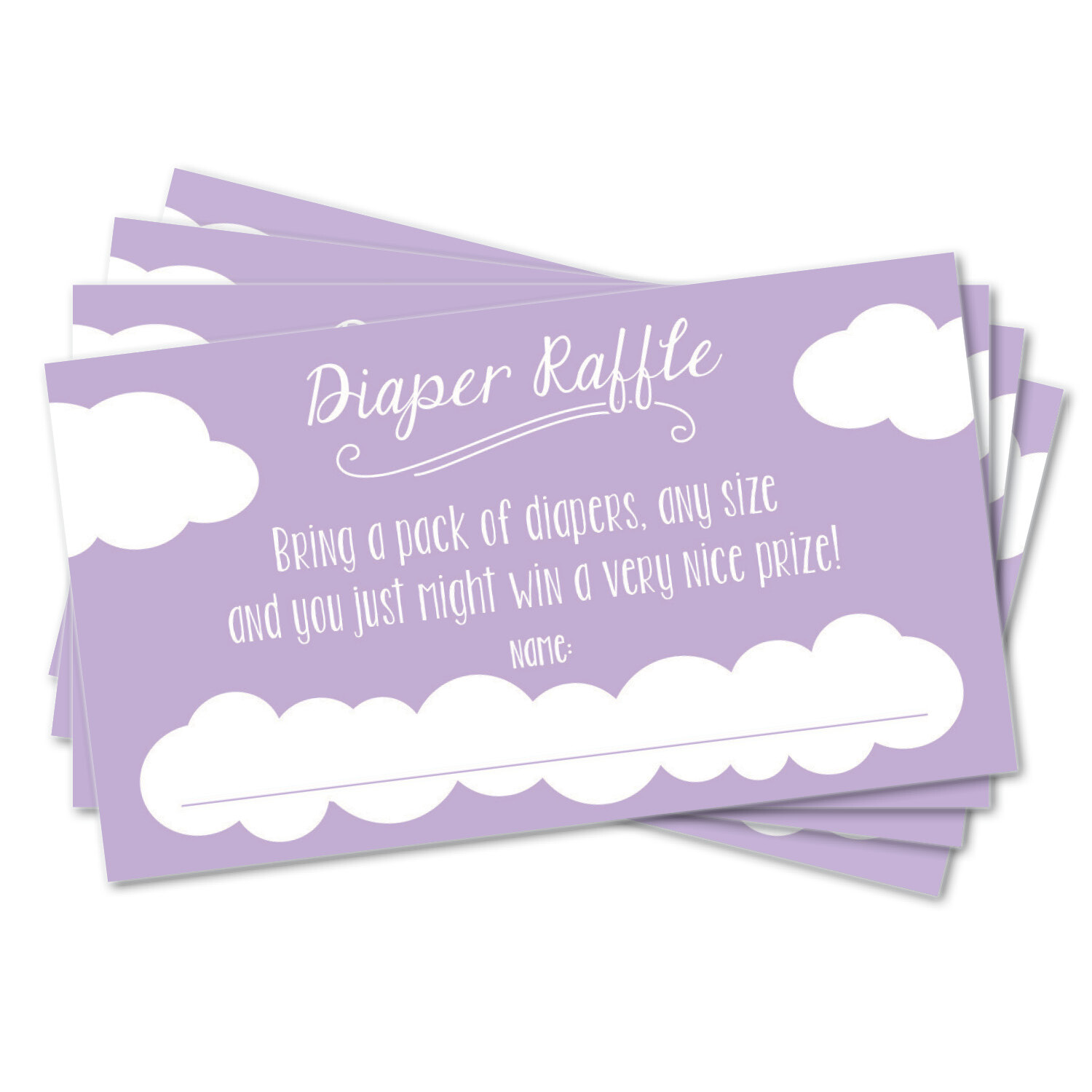 Raffle Tickets Cards Girl Lavender Clouds For Heaven Sent Ba