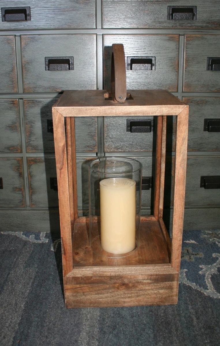POTTERY BARN DECKER MANGO WOOD LANTERN LARGE