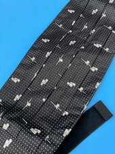 Vtg 90s Black Silk Novelty Cummerbund USA Top Hat Cane  Gloves Pattern 27 to 50