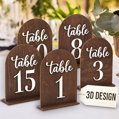 Rustic Wedding Table Numbers 1-15 With Stand - Wooden Table Numbers For Weddi...