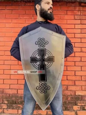 24'' Medieval Cross Shield Templar Knight Heater Warrior Armor Shield Cosplay